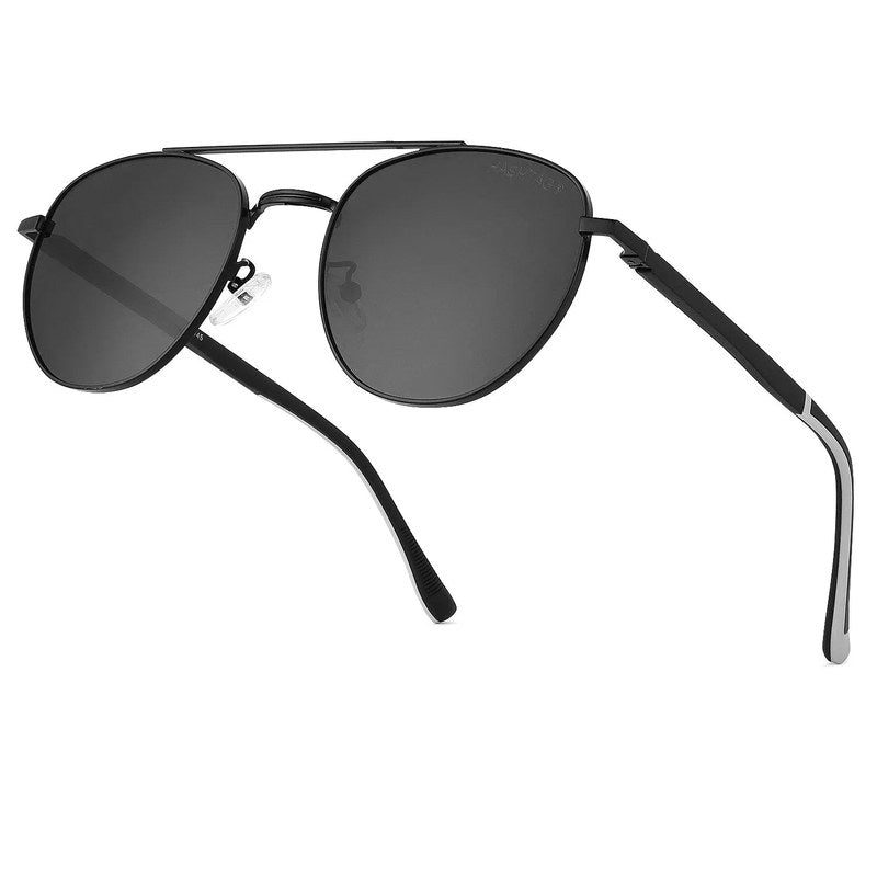 Valkyra | Black Large Full Rim Aviator Sunglasses for Men & Women [UV-protected]