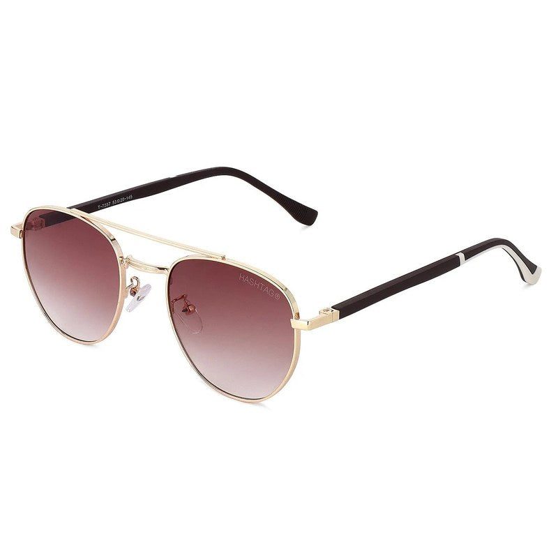 Valkyra Gradient Brown Large Full Rim Aviator Sunglasses for Men & Women — Hashtag Eyewears