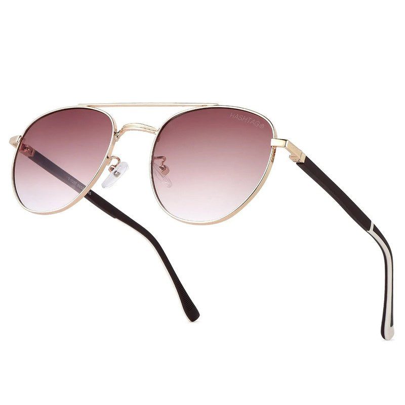 Valkyra | Gradient Brown Large Full Rim Aviator Sunglasses for Men & Women [UV-protected]