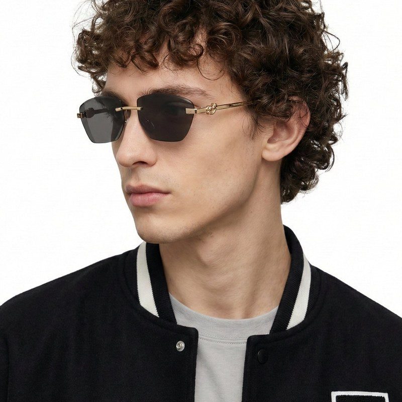 Valora Black Medium Rim Less Square Sunglasses for Men — Hashtag Eyewears