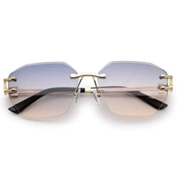 Valora Gradient Blue & Brown Medium Rim Less Square Sunglasses for Men — Hashtag Eyewears