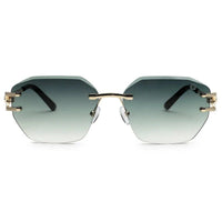 Valora Gradient Green Medium Rim Less Square Sunglasses for Men — Hashtag Eyewears
