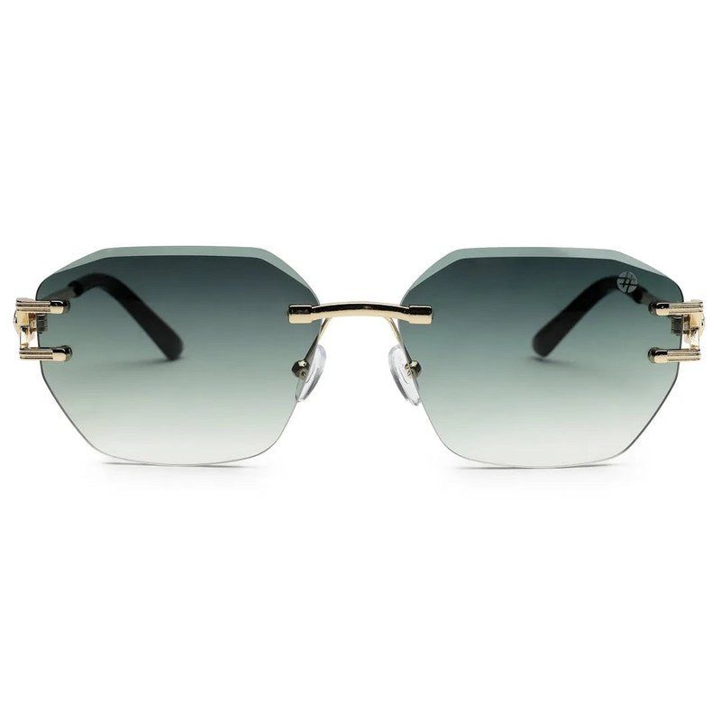 Valora Gradient Green Medium Rim Less Square Sunglasses for Men — Hashtag Eyewears