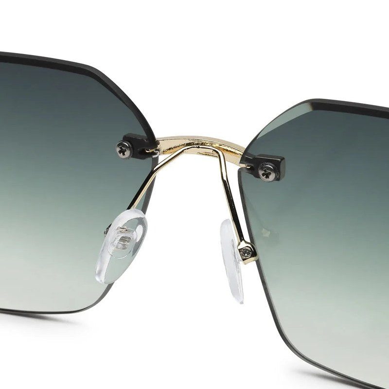 Valora | Gradient Green Medium Rim Less Square Sunglasses for Men [UV-protected]