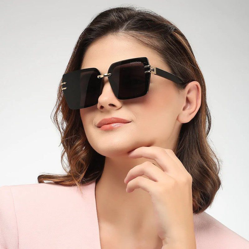 Valoria Black Large Full Rim Square Sunglasses for Women — Hashtag Eyewears