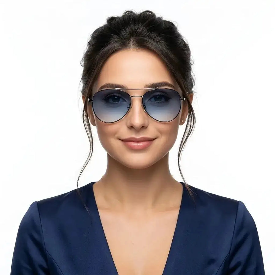 Valtor | Gradient Blue Small Full Rim Aviator Sunglasses for Men & Women [Polarized]