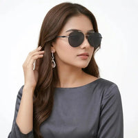 Valtor | Grey Large Full Rim Aviator Sunglasses for Men & Women [Polarized]