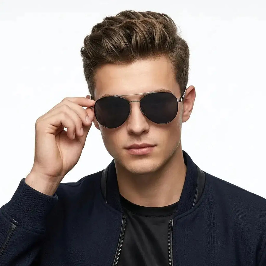 Valtor | Grey Large Full Rim Aviator Sunglasses for Men & Women [Polarized]