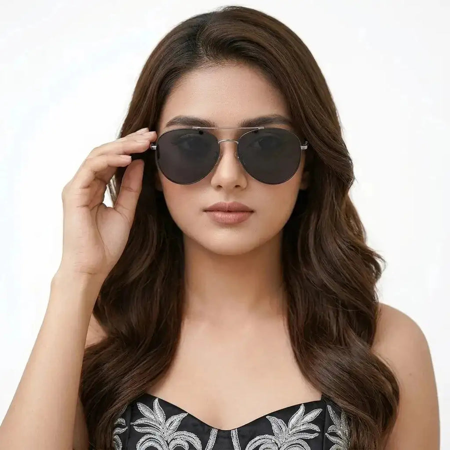 Valtor | Grey Large Full Rim Aviator Sunglasses for Men & Women [Polarized]