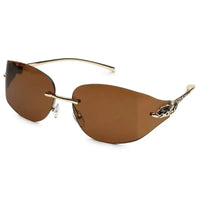 Valtrix | Brown Medium Rim Less Oval Sunglasses for Men [UV-protected]