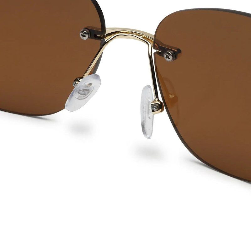 Valtrix | Brown Medium Rim Less Oval Sunglasses for Men [UV-protected]