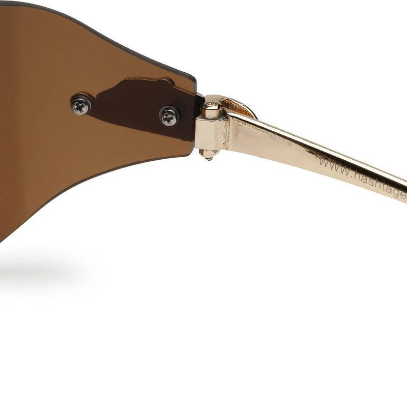 Valtrix | Brown Medium Rim Less Oval Sunglasses for Men [UV-protected]