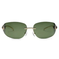 Valtrix | Green Medium Rim Less Oval Sunglasses for Men [UV-protected]
