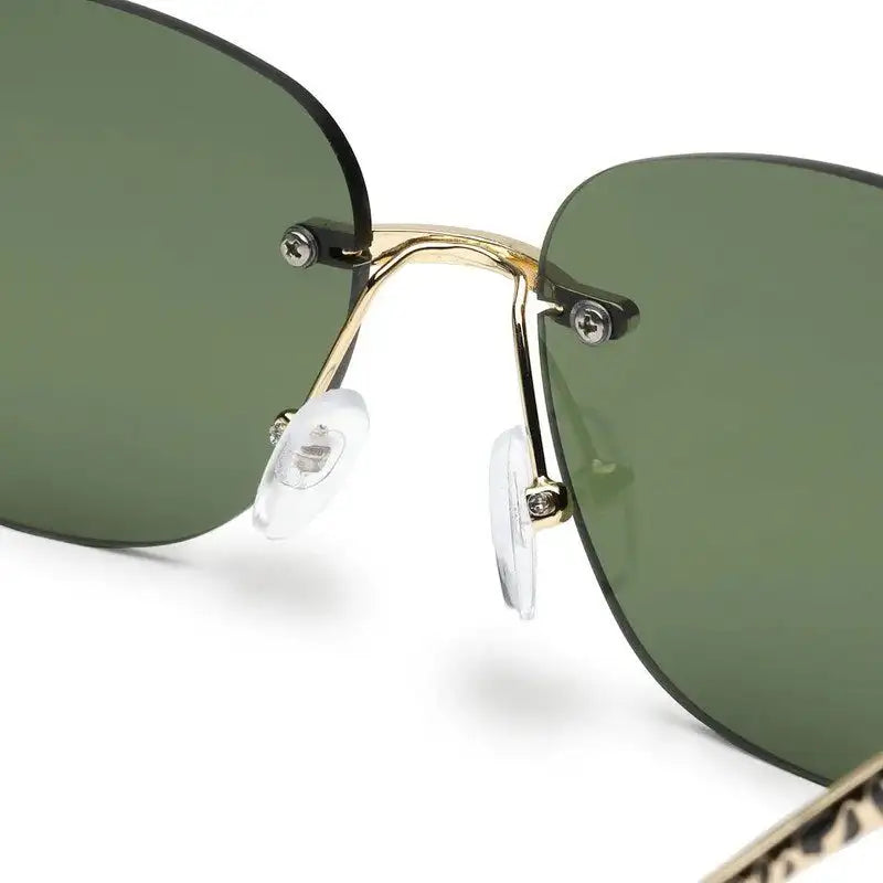 Valtrix | Green Medium Rim Less Oval Sunglasses for Men [UV-protected]