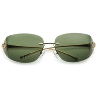 Valtrix Green Medium Rim Less Oval Sunglasses for Men — Hashtag Eyewears