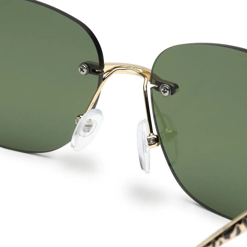 Valtrix | Green Medium Rim Less Oval Sunglasses for Men [UV-protected]