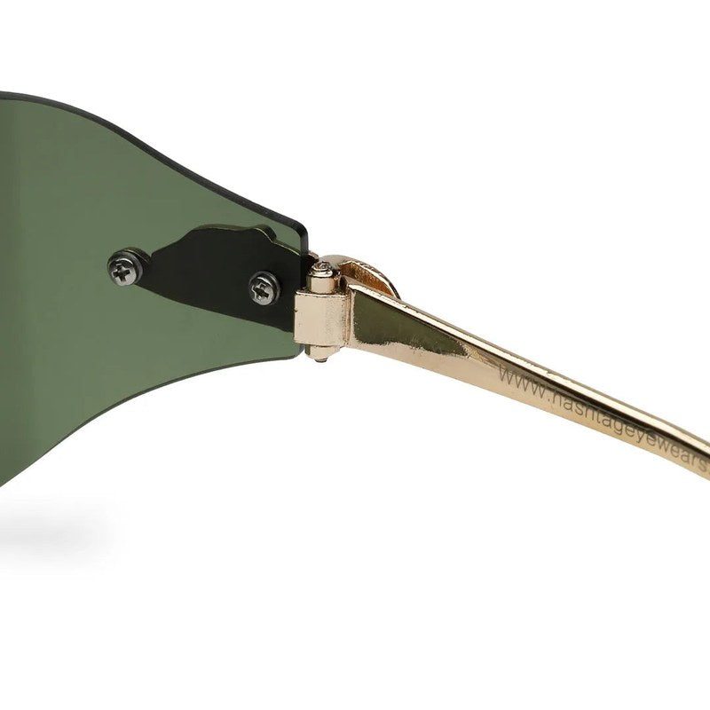 Valtrix | Green Medium Rim Less Oval Sunglasses for Men [UV-protected]