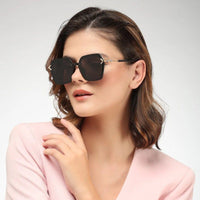 Veilion Black Large Full Rim Hexagonal Sunglasses for Women — Hashtag Eyewears