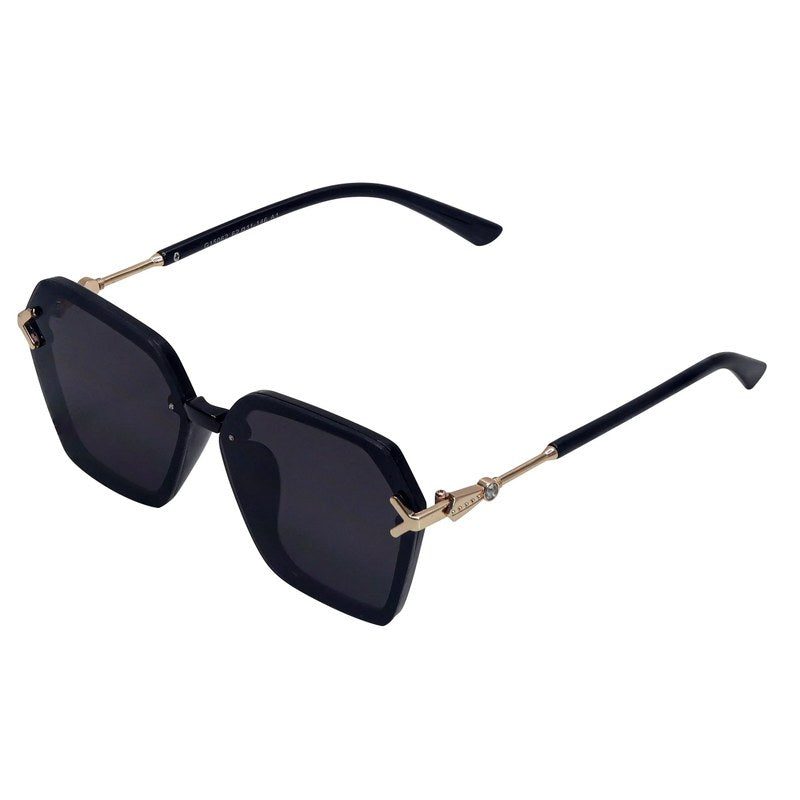 Veilion | Black Large Full Rim Hexagonal Sunglasses for Women [UV-protected]