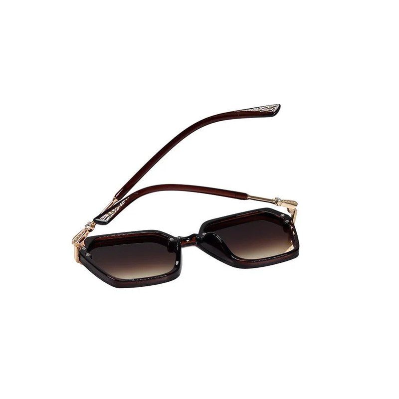 Veilion Brown Large Full Rim Hexagonal Sunglasses for Women — Hashtag Eyewears