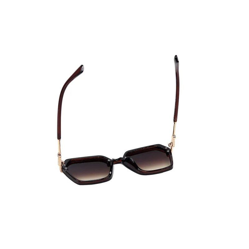 Veilion Brown Large Full Rim Hexagonal Sunglasses for Women — Hashtag Eyewears