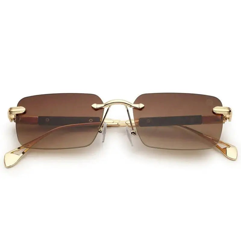 Veyra | Brown Medium Rim Less Rectangle Sunglasses for Men [UV-protected]
