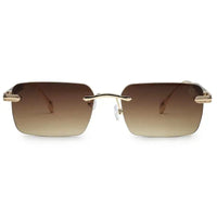 Veyra | Brown Medium Rim Less Rectangle Sunglasses for Men [UV-protected]