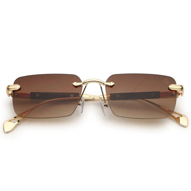 Veyra | Brown Medium Rim Less Rectangle Sunglasses for Men [UV-protected]