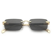 Veyra | Golden Medium Rim Less Rectangle Sunglasses for Men [UV-protected]
