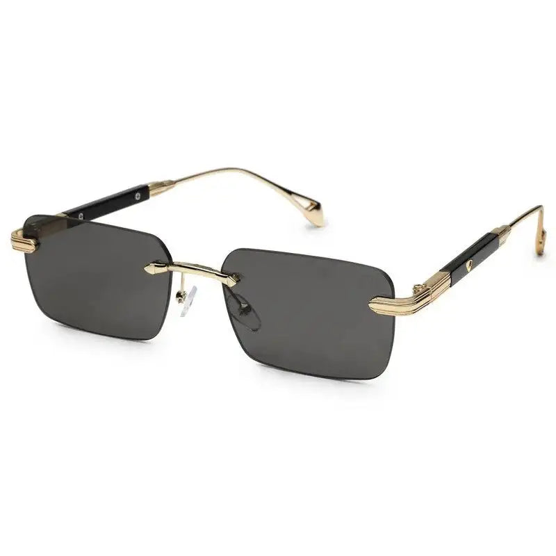 Veyra | Golden Medium Rim Less Rectangle Sunglasses for Men [UV-protected]