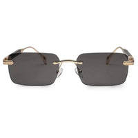 Veyra | Golden Medium Rim Less Rectangle Sunglasses for Men [UV-protected]