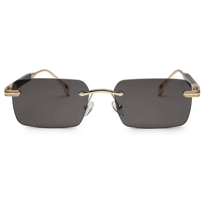 Veyra | Golden Medium Rim Less Rectangle Sunglasses for Men [UV-protected]