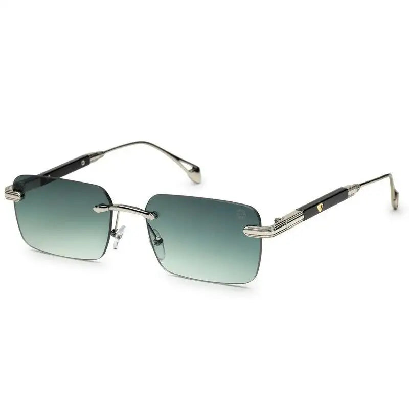 Veyra | Green Medium Rim Less Rectangle Sunglasses for Men [UV-protected]
