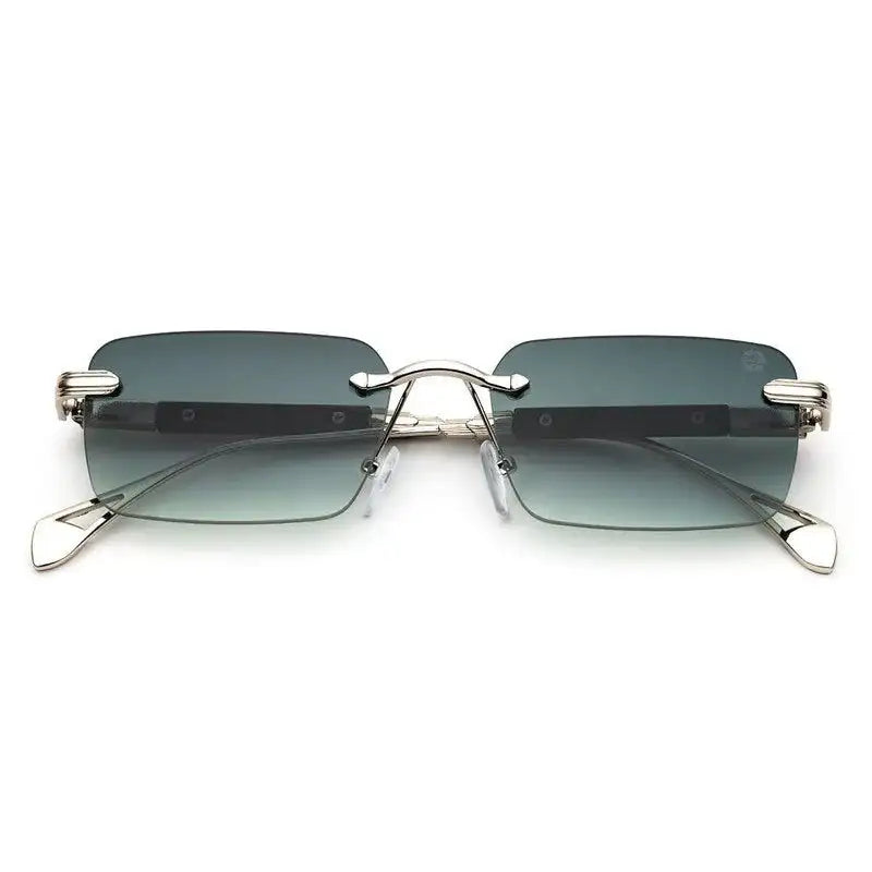 Veyra | Green Medium Rim Less Rectangle Sunglasses for Men [UV-protected]