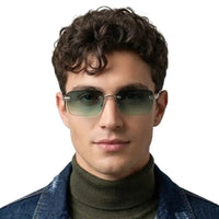 Veyra | Green Medium Rim Less Rectangle Sunglasses for Men [UV-protected]