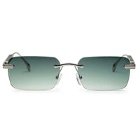 Veyra | Green Medium Rim Less Rectangle Sunglasses for Men [UV-protected]
