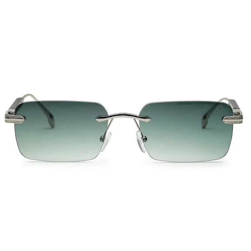 Veyra | Green Medium Rim Less Rectangle Sunglasses for Men [UV-protected]