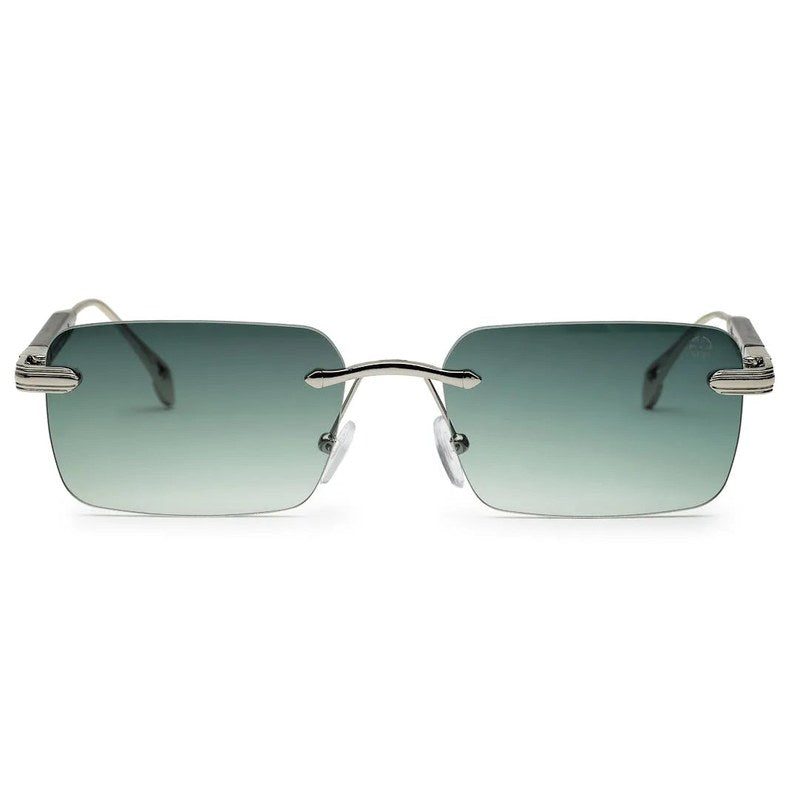 Veyra Green Medium Rim Less Rectangle Sunglasses for Men — Hashtag Eyewears