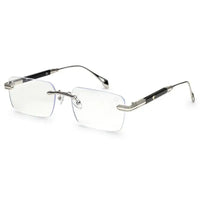 Veyra | Transparent Medium Rim Less Rectangle Eyeglasses for Men [UV-protected]