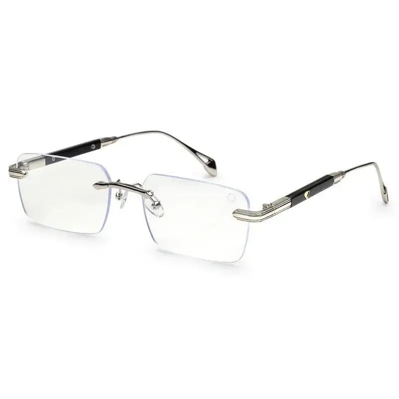 Veyra | Transparent Medium Rim Less Rectangle Eyeglasses for Men [UV-protected]