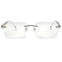 Veyra | Transparent Medium Rim Less Rectangle Eyeglasses for Men [UV-protected]