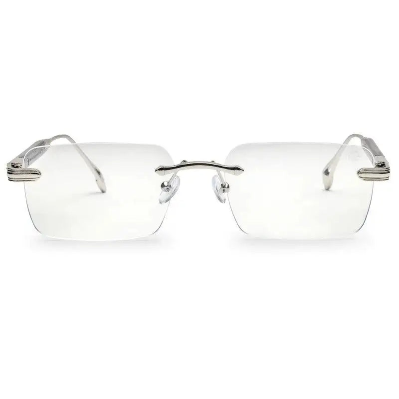 Veyra | Transparent Medium Rim Less Rectangle Eyeglasses for Men [UV-protected]