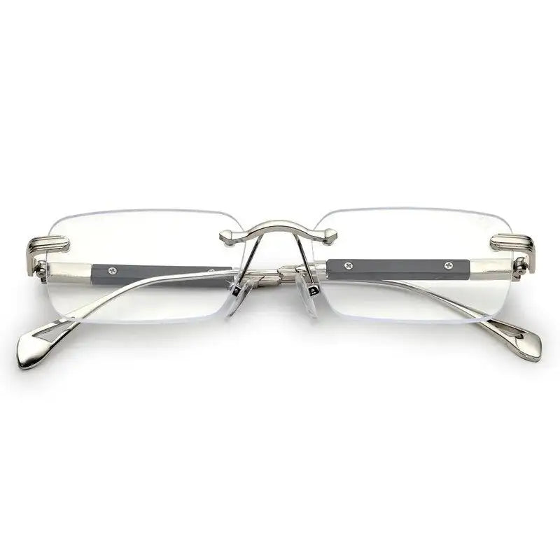 Veyra | Transparent Medium Rim Less Rectangle Eyeglasses for Men [UV-protected]