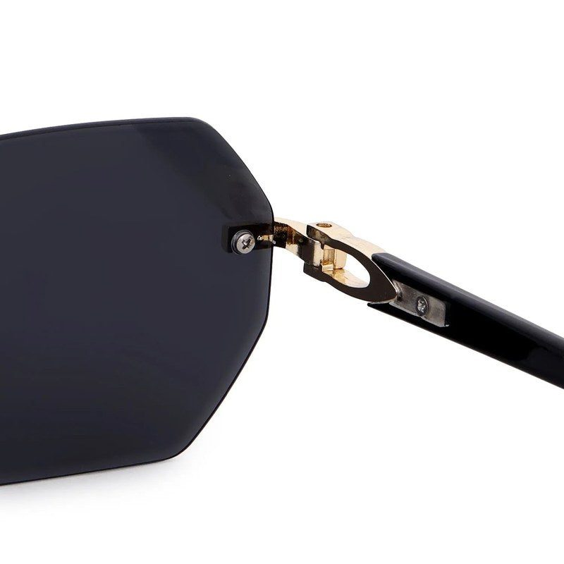 VisionVogue | Black Medium Rim Less Hexagonal Sunglasses for Men & Women [UV-protected]