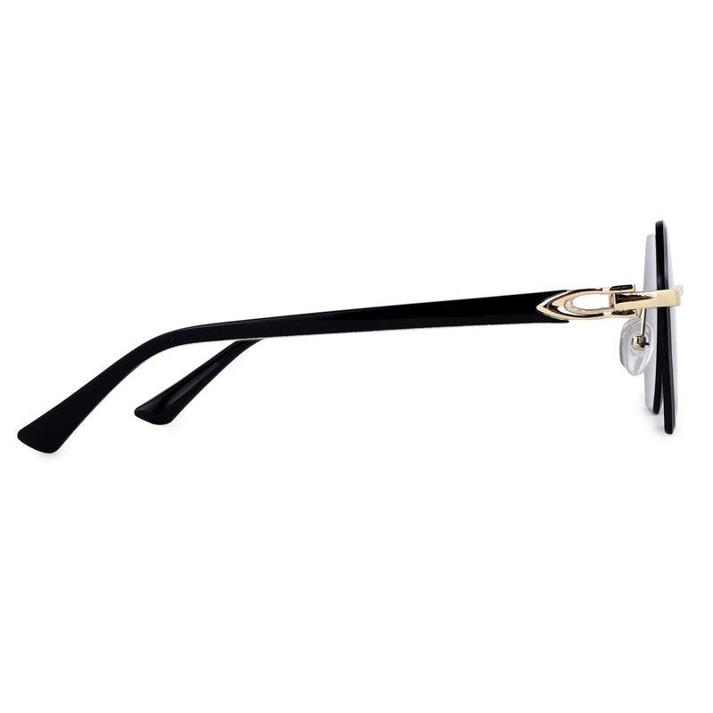 VisionVogue Black Medium Rim Less Hexagonal Sunglasses for Men & Women — Hashtag Eyewears