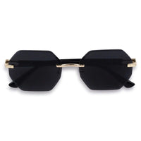 VisionVogue Black Medium Rim Less Hexagonal Sunglasses for Men & Women — Hashtag Eyewears