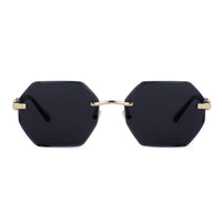 VisionVogue Black Medium Rim Less Hexagonal Sunglasses for Men & Women — Hashtag Eyewears