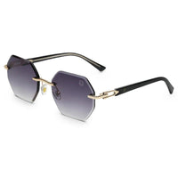 VisionVogue Gradient Black Medium Rim Less Hexagonal Sunglasses for Men & Women — Hashtag Eyewears