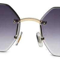 VisionVogue Gradient Black Medium Rim Less Hexagonal Sunglasses for Men & Women — Hashtag Eyewears