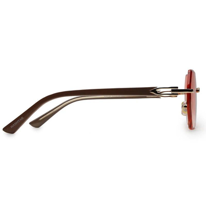 VisionVogue Gradient Pink Medium Rim Less Hexagonal Sunglasses for Men & Women — Hashtag Eyewears